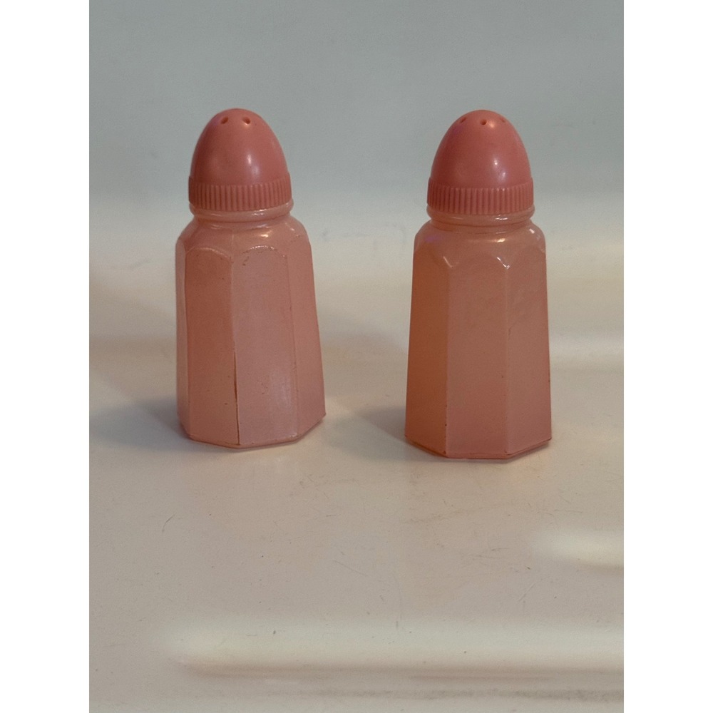 Vintage Hazel Atlas Pink Platonite Salt and Pepper Shakers Octagon Art Deco